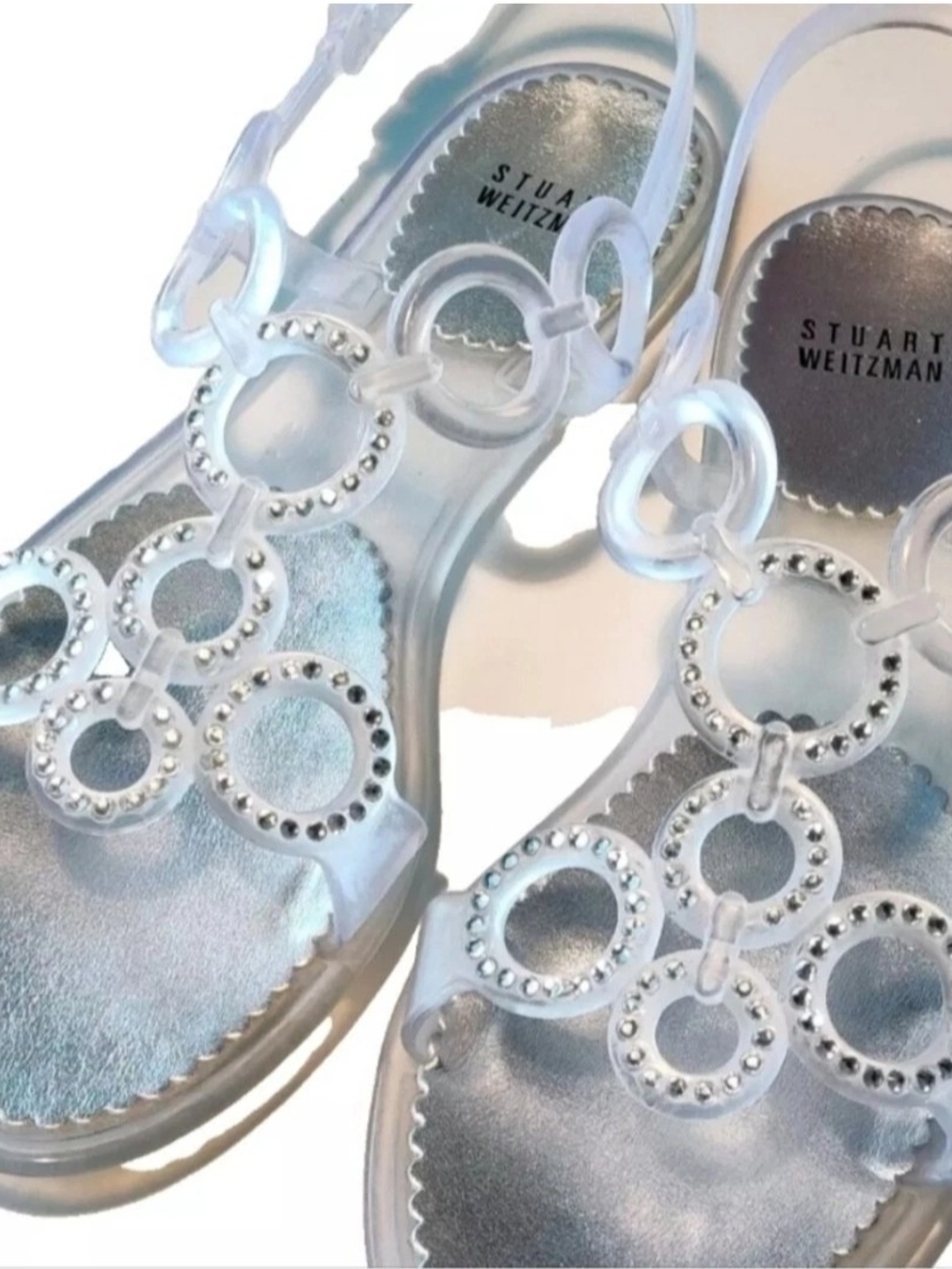 Stuart Weitzman Womens 8MJelly Sandals with Hand-Applied Crystals